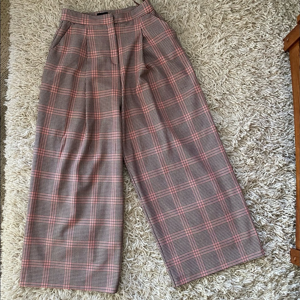 River Island Cropped Checked Polyester-Blend Twil… - image 1